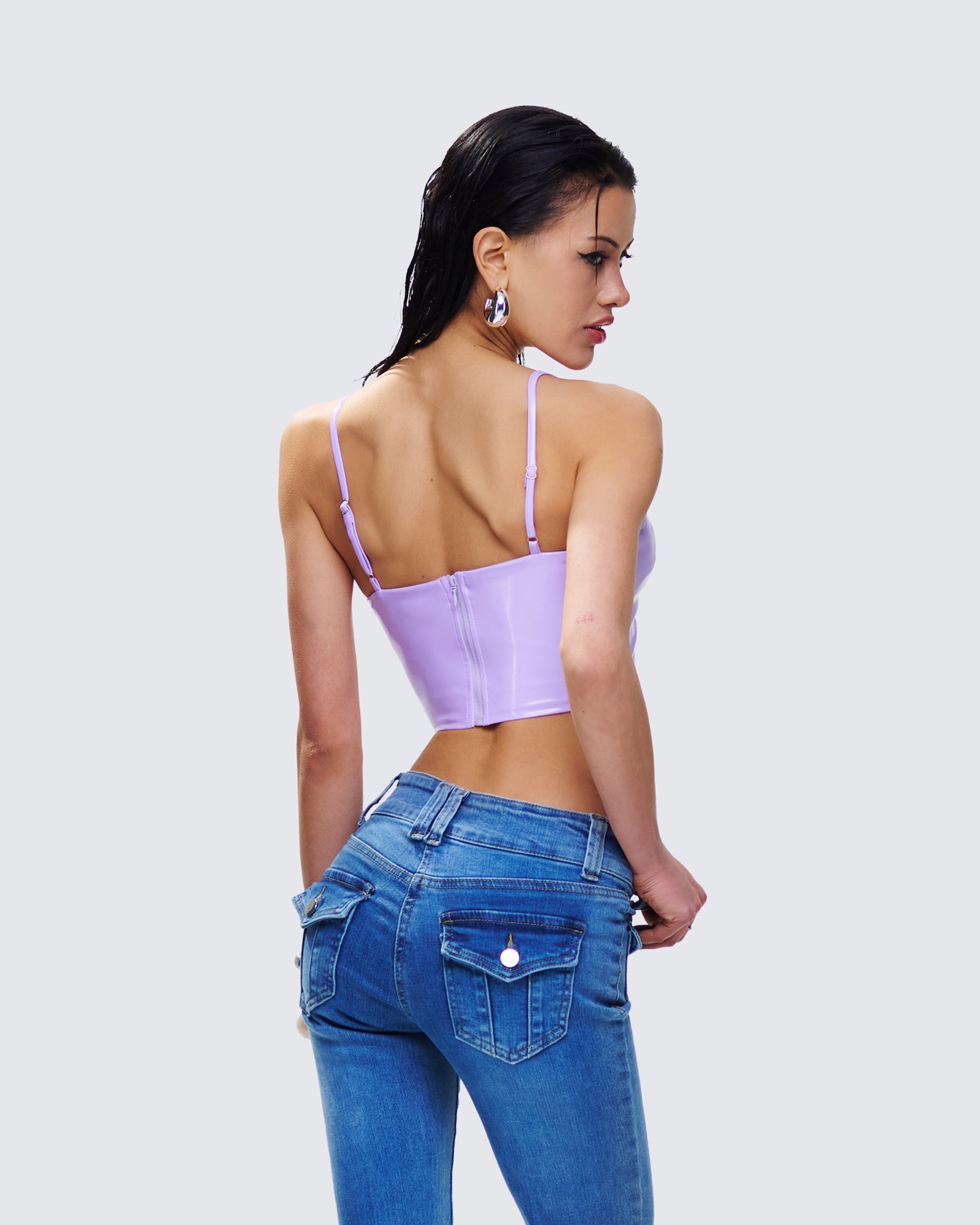 Odalis Lilac Vegan Leather Crop Top