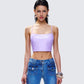 Odalis Lilac Vegan Leather Crop Top