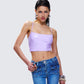 Odalis Lilac Vegan Leather Crop Top