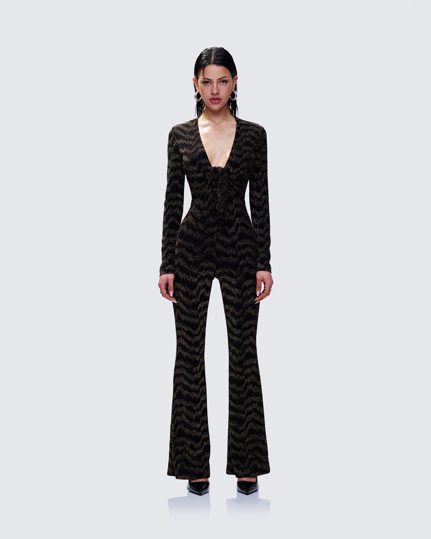 Odessa Black and Gold Metallic Jumpsuit