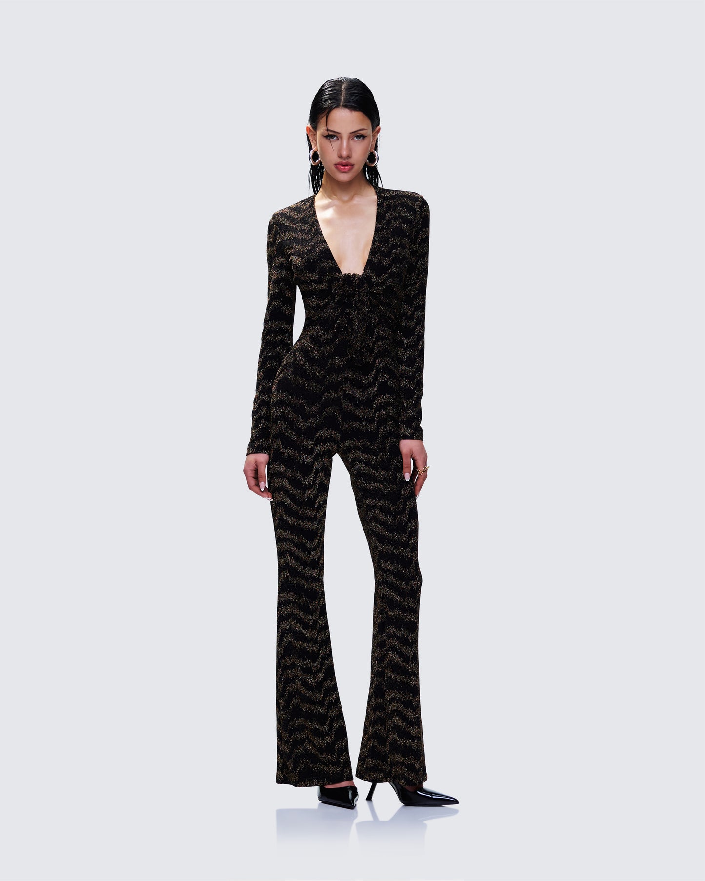 Odessa Black and Gold Metallic Jumpsuit