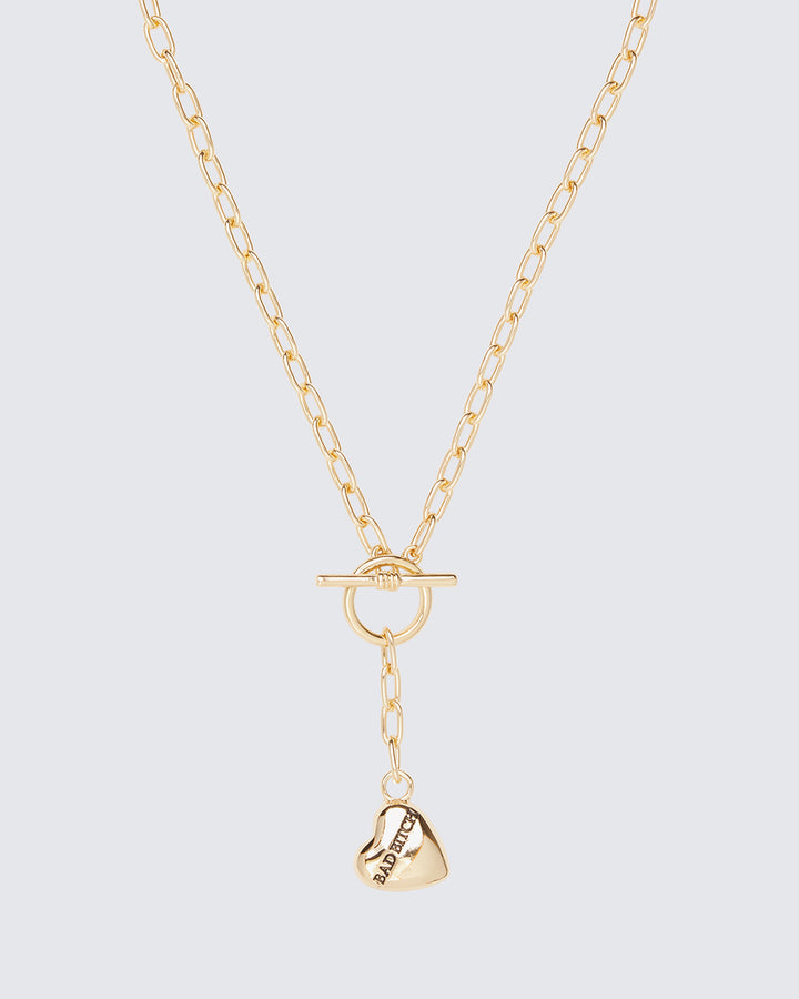 Odetta Gold T-Bar Heart Pendant Necklace