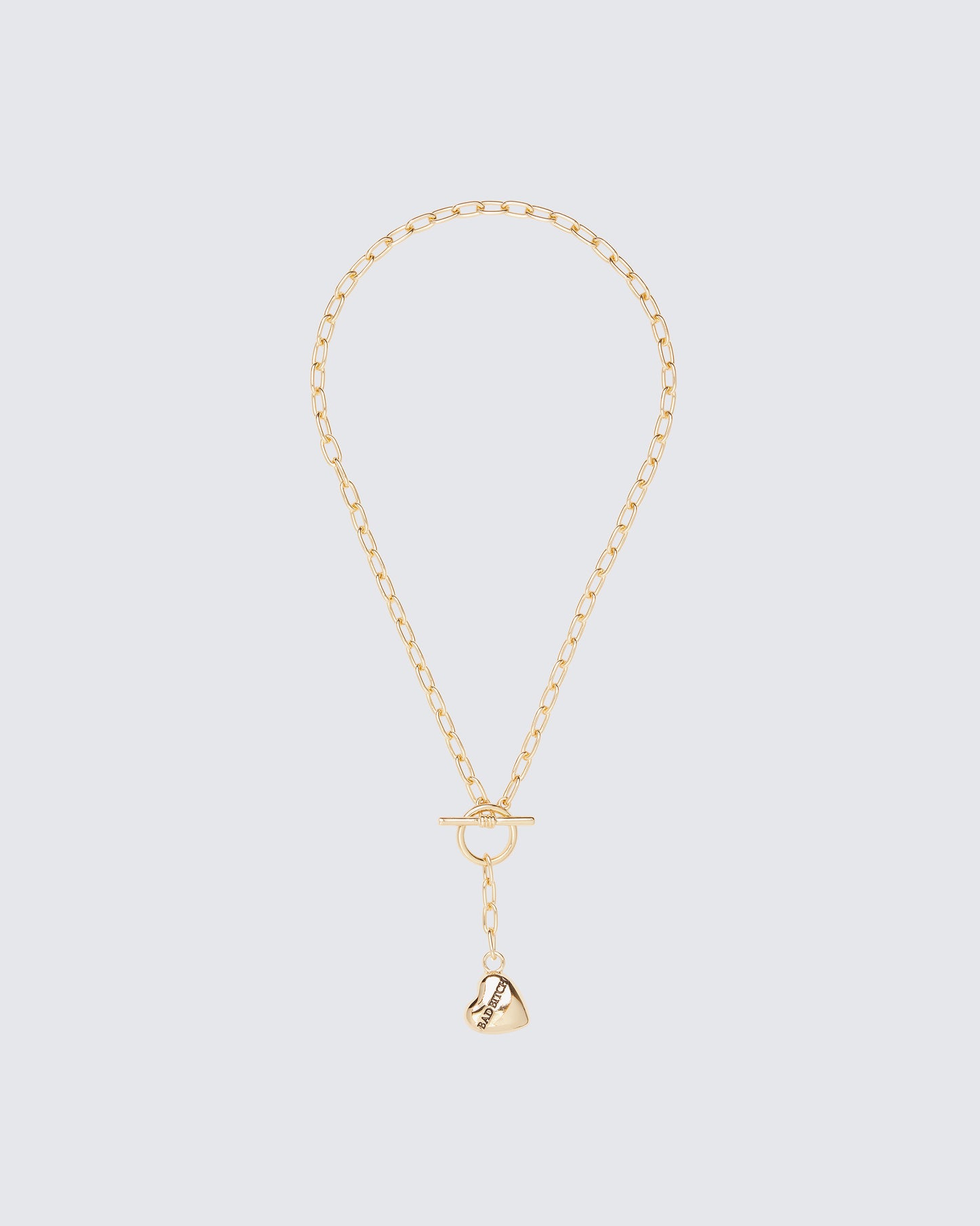 Odetta Gold T-Bar Heart Pendant Necklace product front