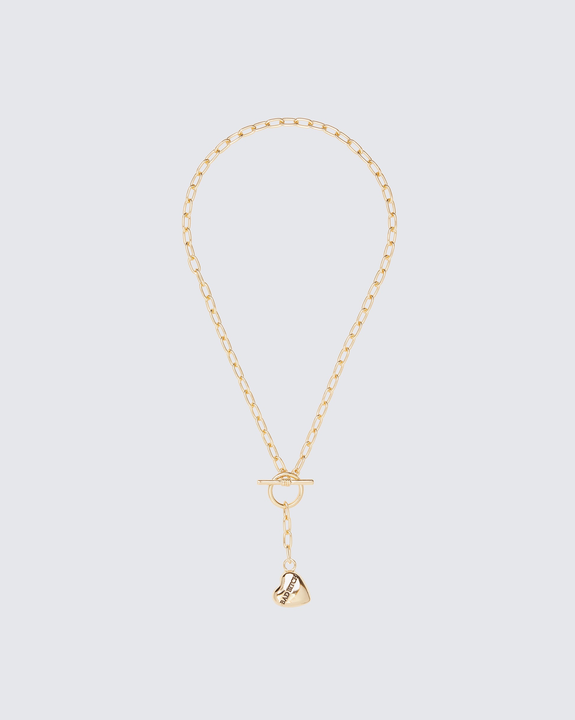 Odetta Gold T-Bar Heart Pendant Necklace product front