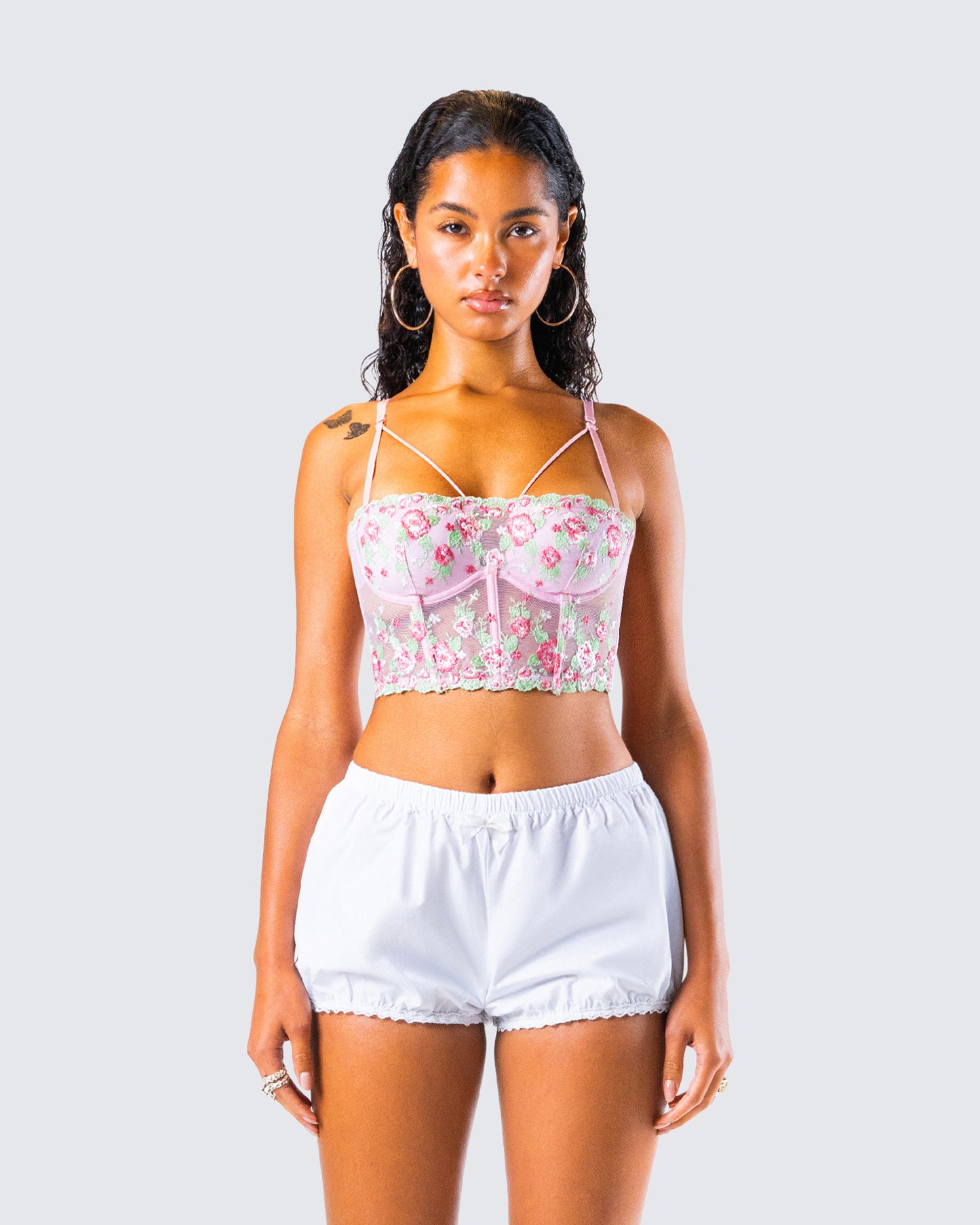 Olivia Pink Flower Corset Top