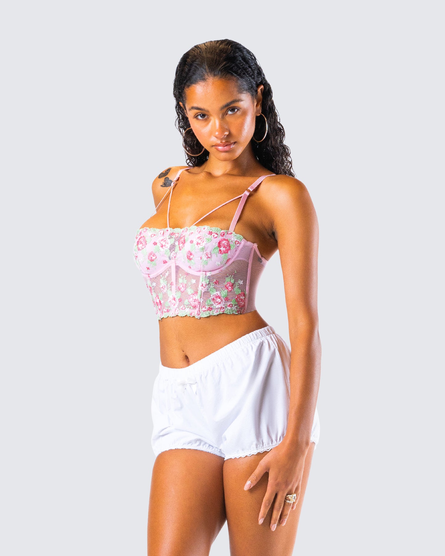 Olivia Pink Flower Corset Top