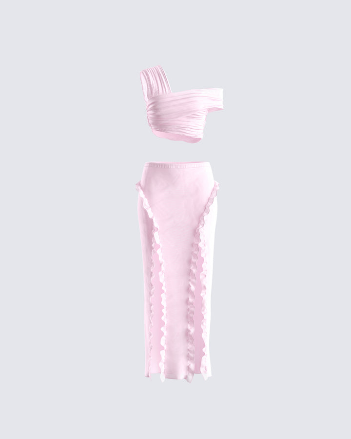 Maro Pink High Rise Wide Leg Pant