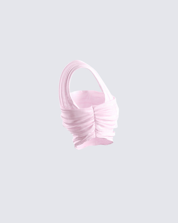 Omid Pink Asymmetrical Mesh Top
