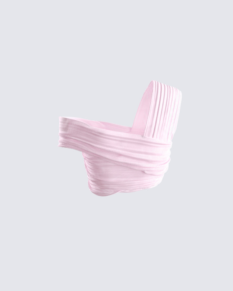 Omid Pink Asymmetrical Mesh Top