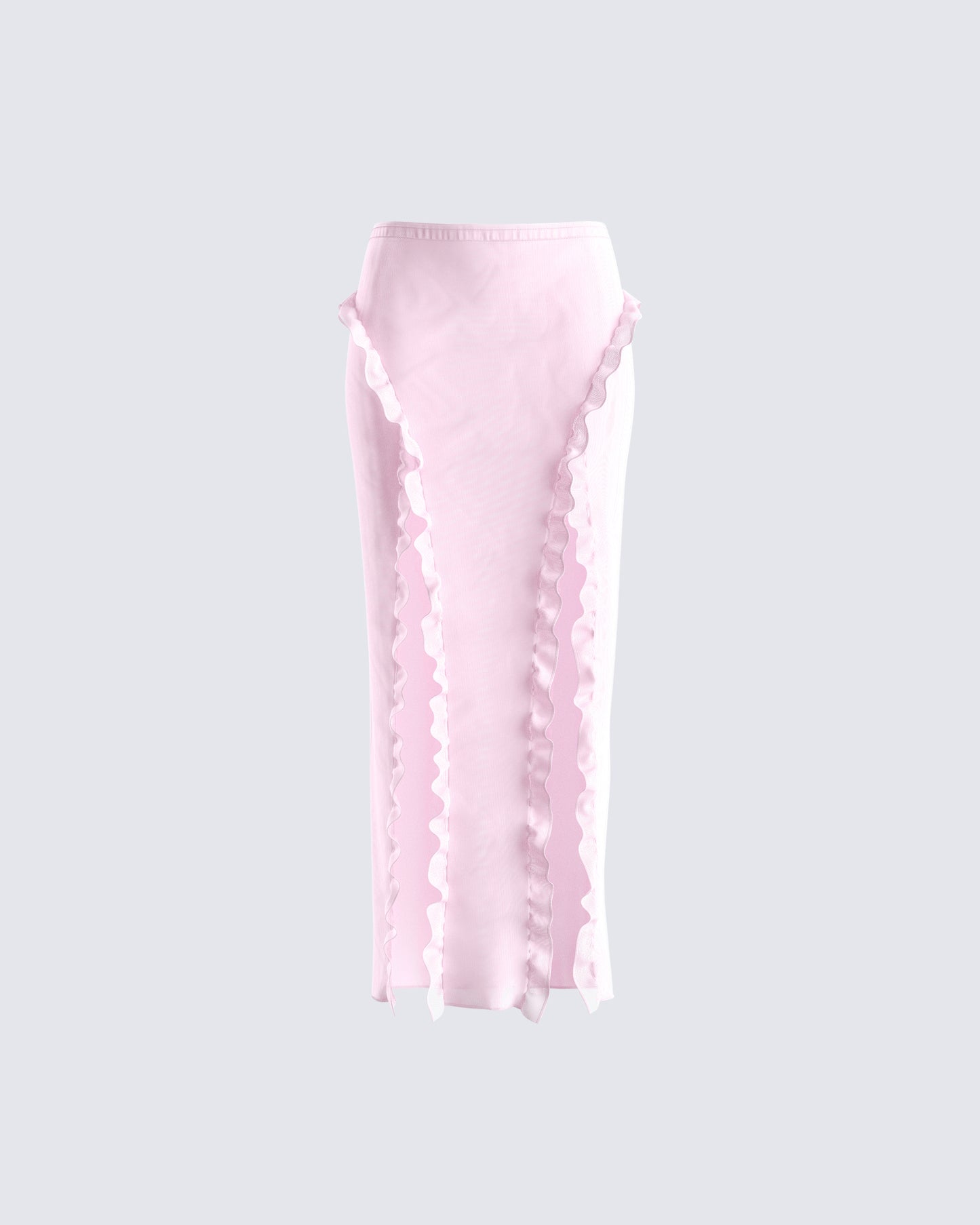 Omid Pink Ruffled Mesh Maxi Skirt