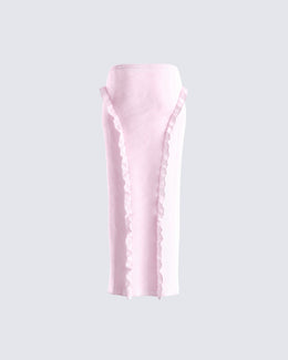 Pink Mesh Maxi Skirt - Sheer Ruffle Panels – FINESSE