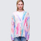 Omie Multi Print Distressed Cardigan model front