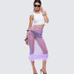 Ophira Lavender Rhinestone Feather Trim Skirt