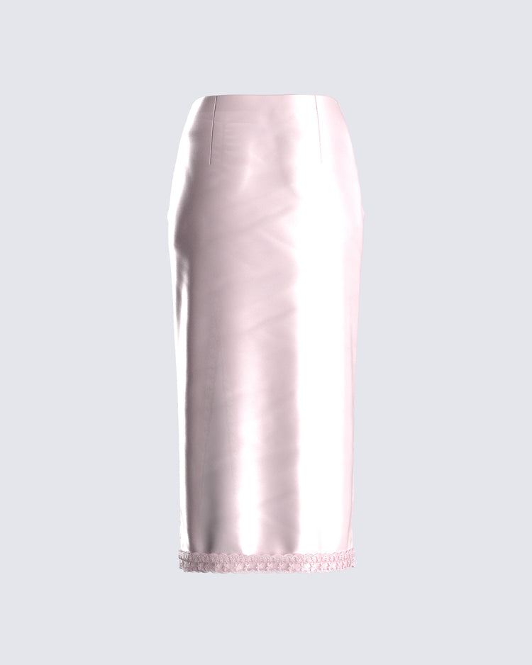 Orana Pink Satin Lace Skirt