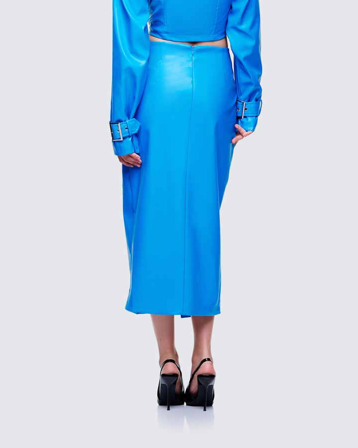 Women's blue skirt close-up detail – FINESSE