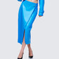 Women's blue skirt styled on model – FINESSE