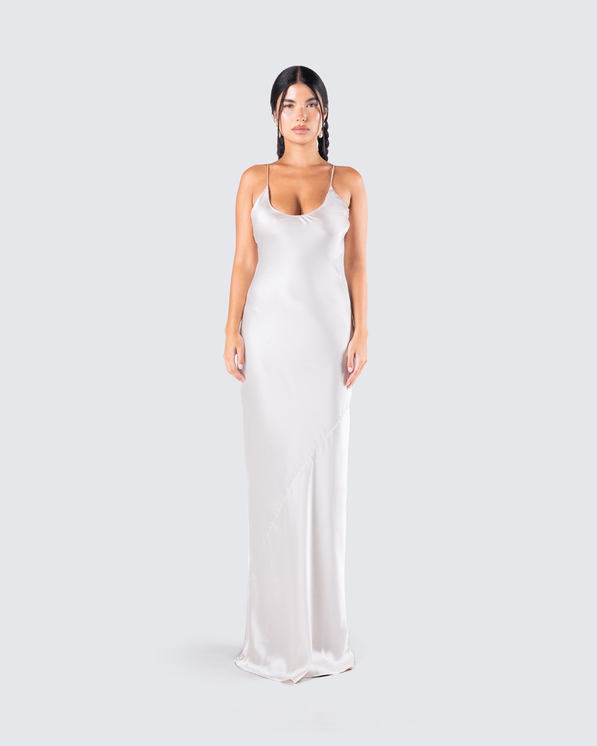 Ivory Recycled Silk Relaxed Midaxi Slip Dress – InFlair