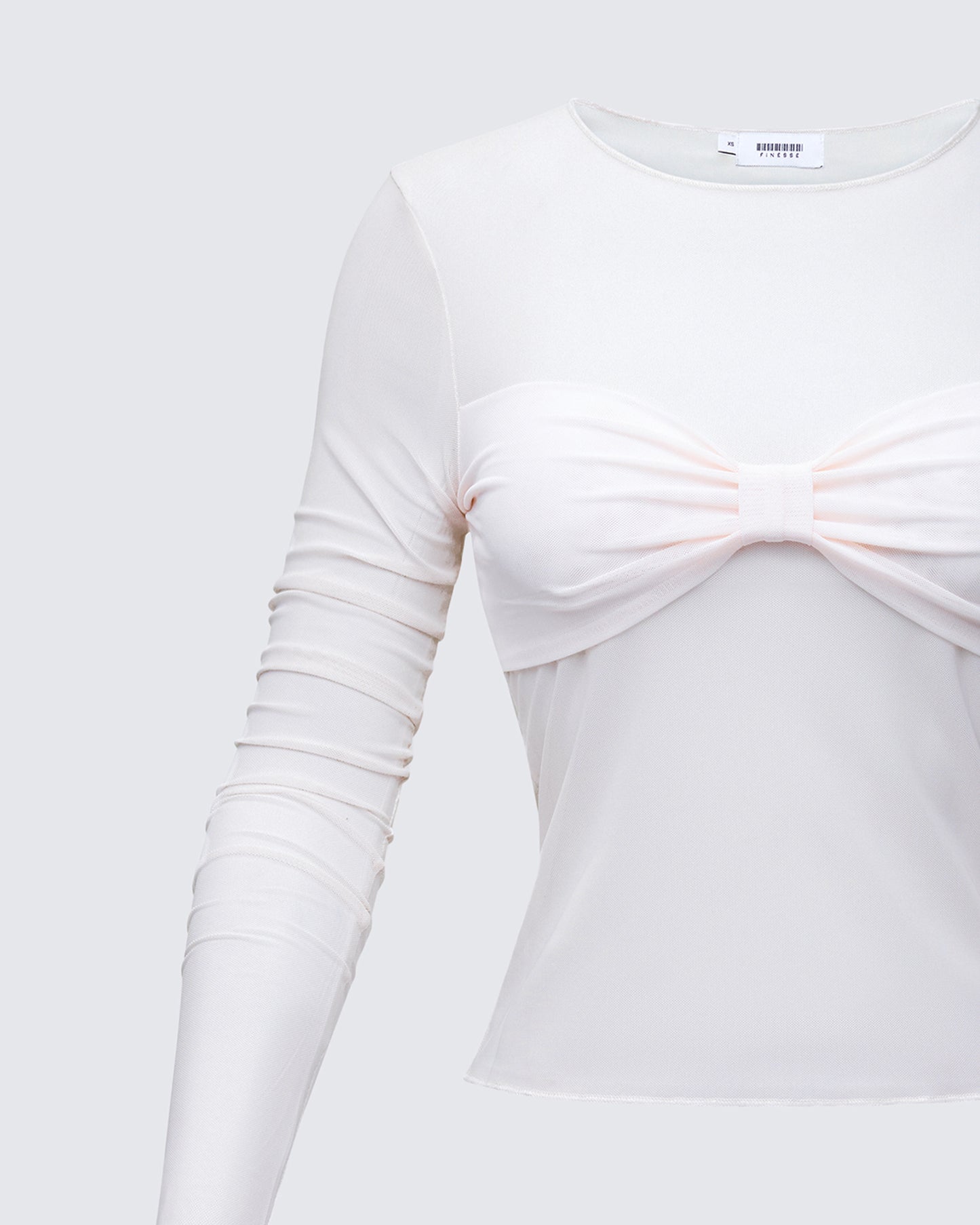 Orpheus White Mesh Long Sleeve Top