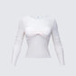 Orpheus White Mesh Long Sleeve Top product front