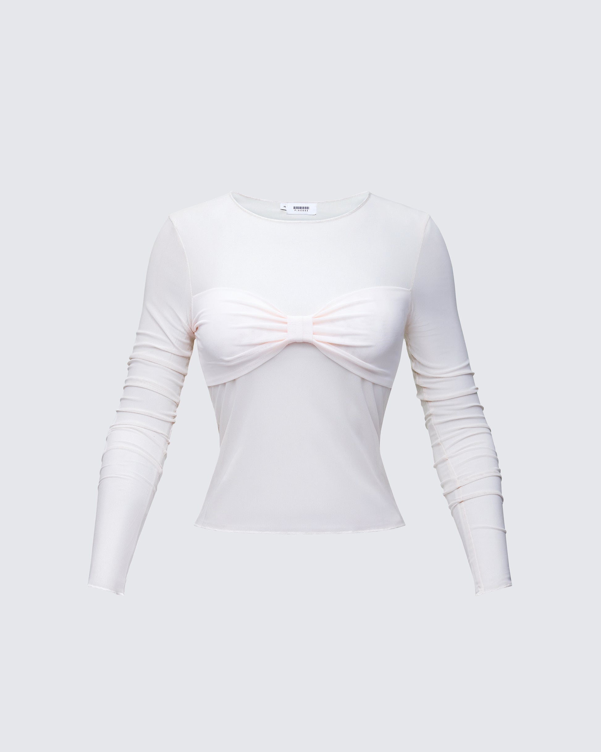 Orpheus White Mesh Long Sleeve Top product front