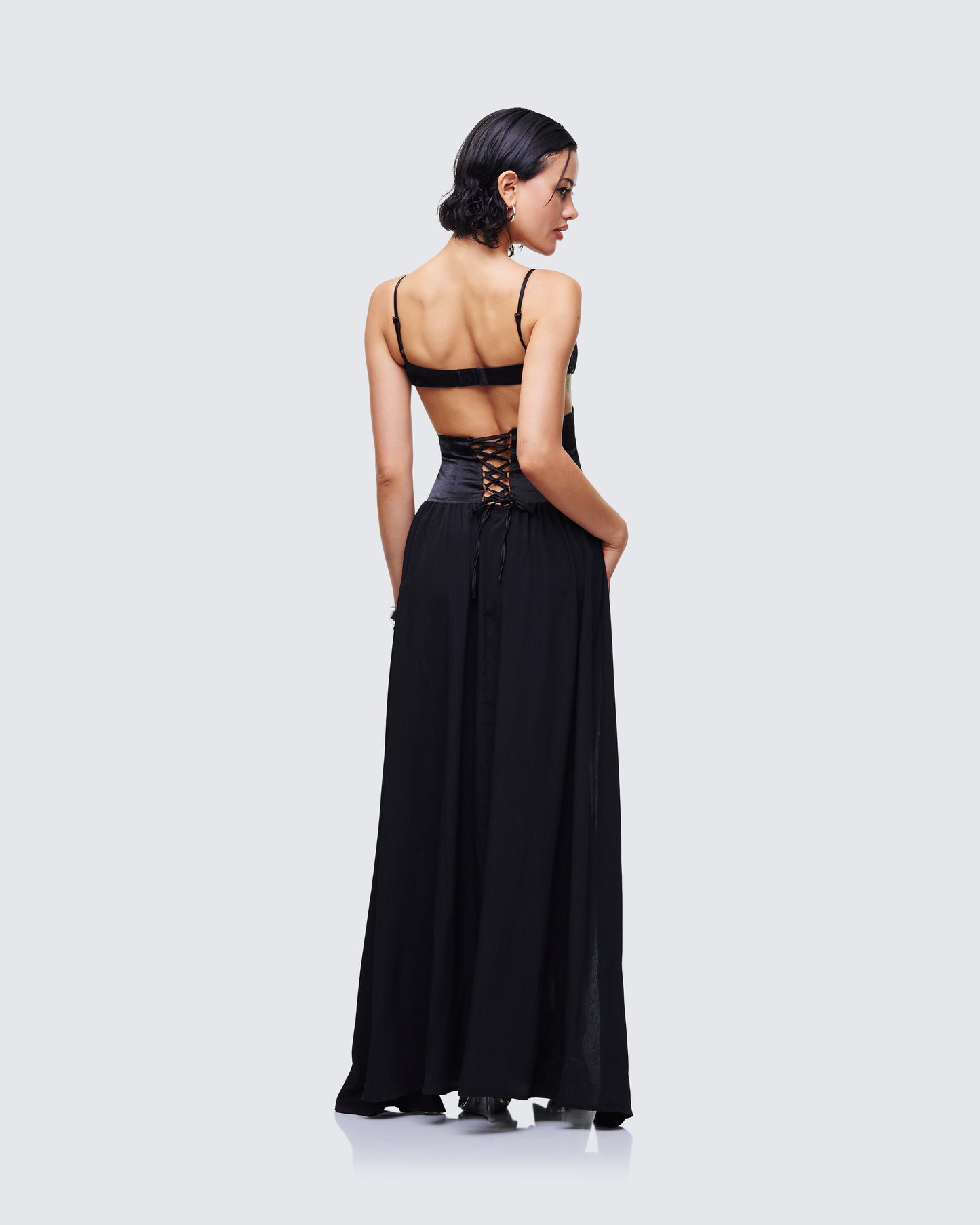 Orsina Black Sheer Hem Corset Dress