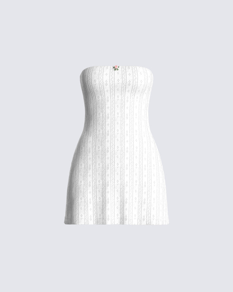 Paloma White Pointelle Mini Dress