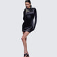 Pam Black Mini Dress & Gloves