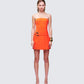 Pamela Orange Belted Dress model front