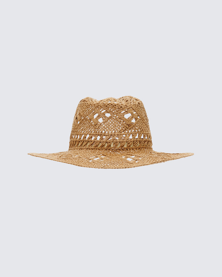 Peaches Tan Straw Cowboy Hat With Shell Detail