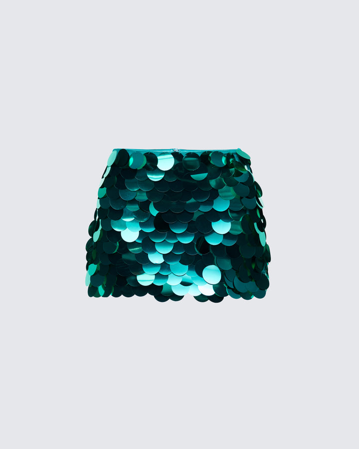 Pearle Green Disc Sequin Mini Skirt product front