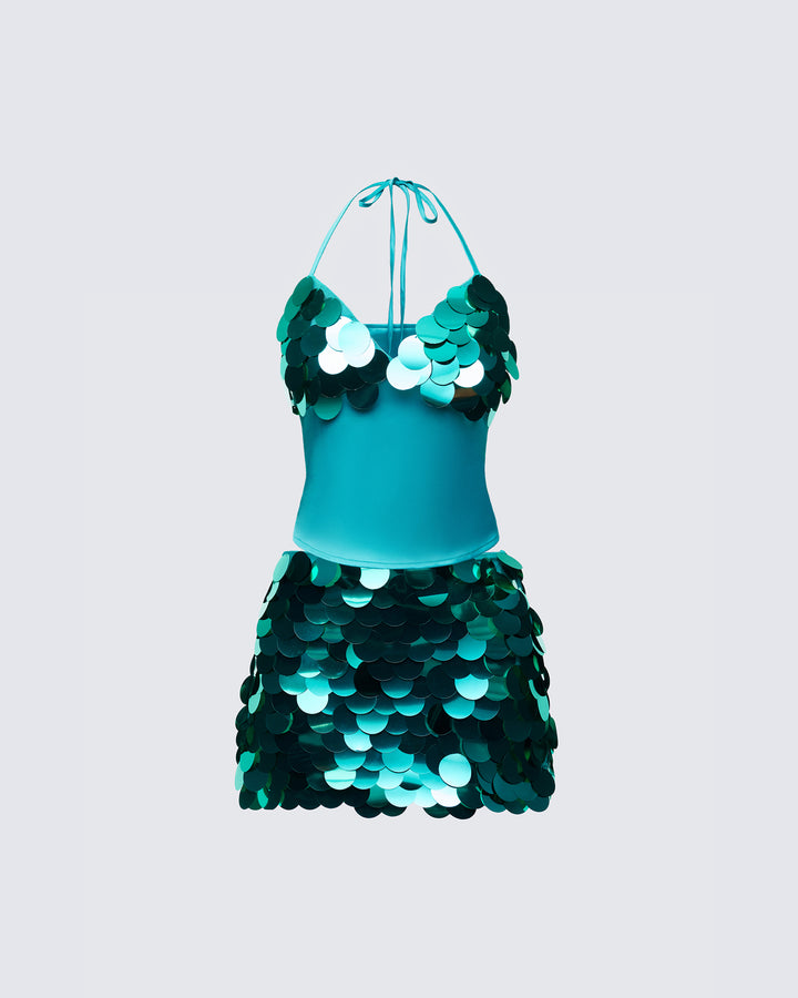 Green Sequin Halter Top - Disc Paillette Party Cami FINESSE Green Sequin Halter Top - Disc Paillette Party Cami FINESSE