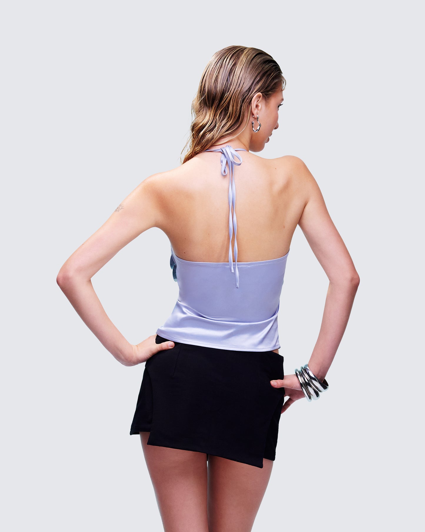 Pearle Silver Disc Sequin Cami Top