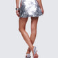Pearle Silver Disc Sequin Mini Skirt