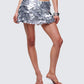 Pearle Silver Disc Sequin Mini Skirt