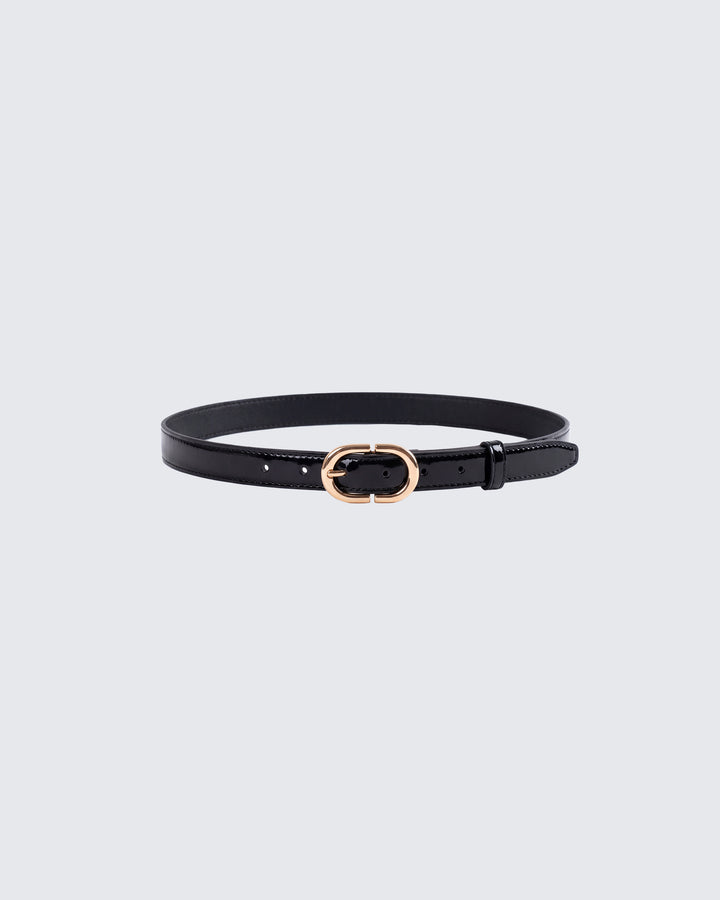 Perla Black Faux Leather Belt