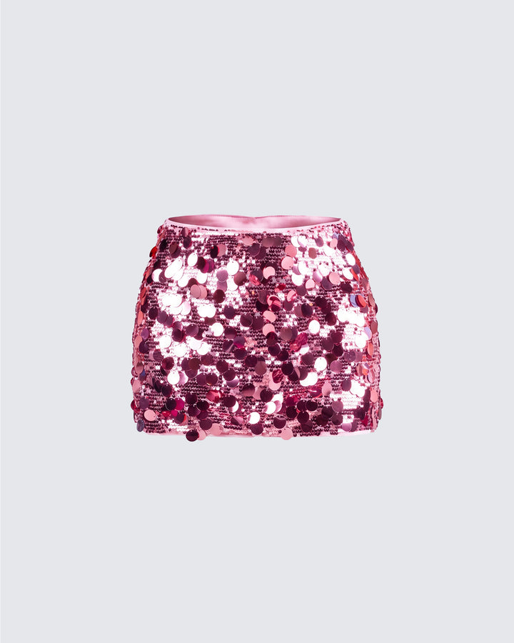 Philo Pink Sequin Mini Skirt