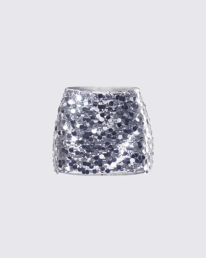 Philo Silver Sequin Mini Skirt
