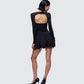 Pili Black Drop Bubble Hem Micro Mini Dress