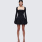 Pili Black Drop Bubble Hem Micro Mini Dress model front