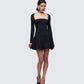 Pili Black Drop Bubble Hem Micro Mini Dress