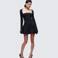 Pili Black Drop Bubble Hem Micro Mini Dress