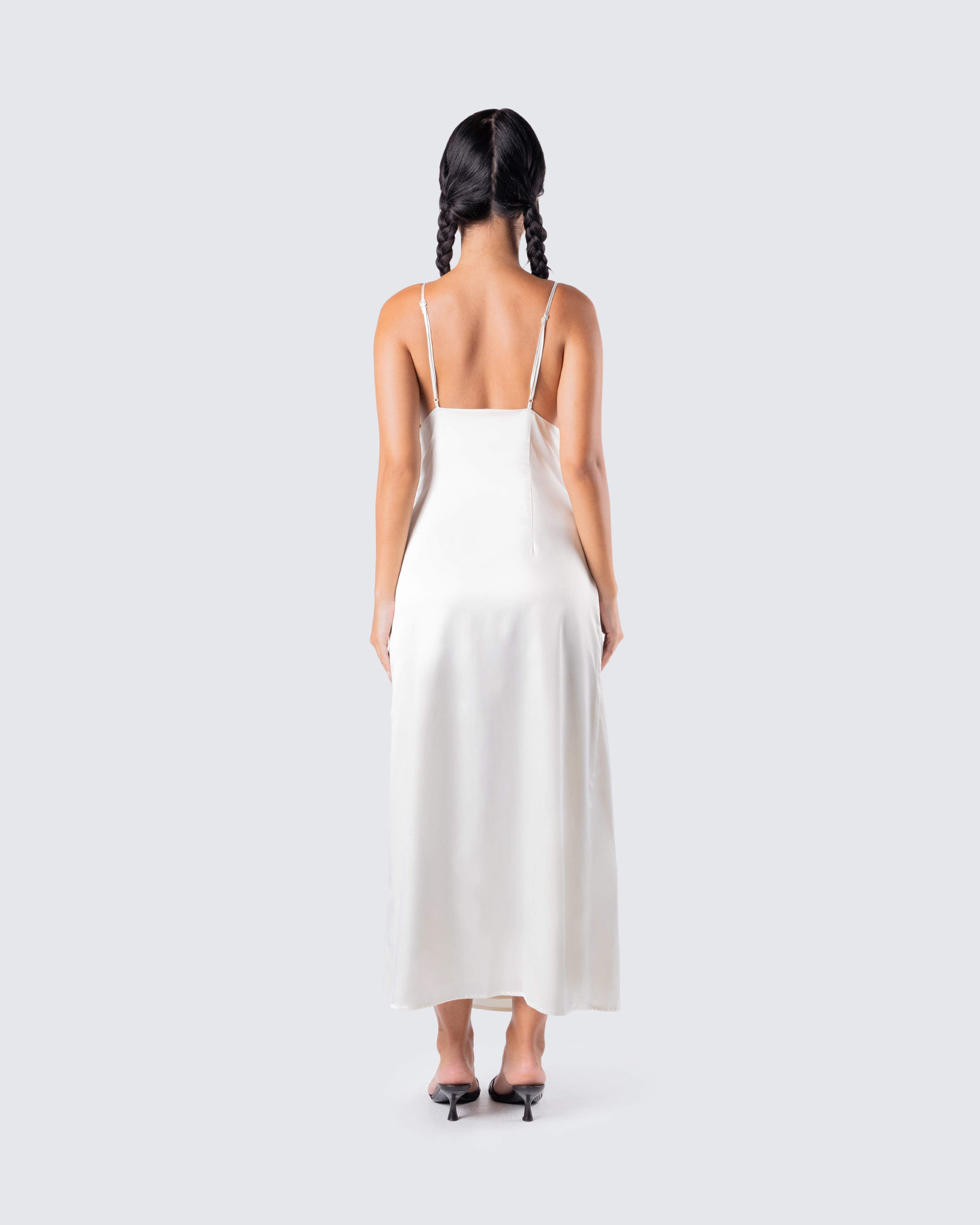 White silk cheap dress midi