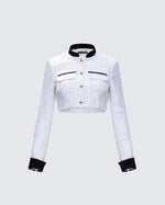 Pippa Ivory Tweed Cropped Jacket product front