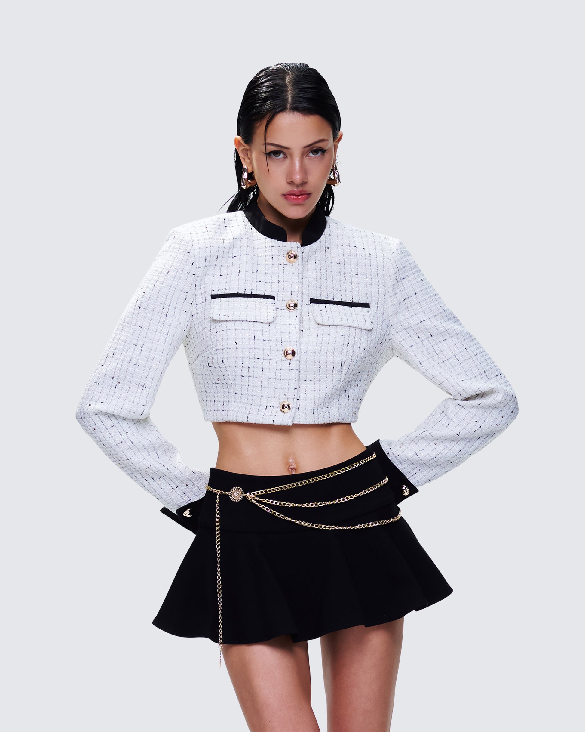 Pippa Ivory Tweed Cropped Jacket