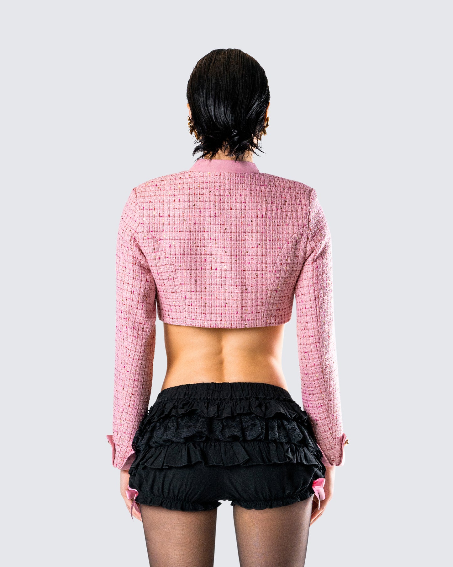 Pippa Pink Tweed Cropped Jacket