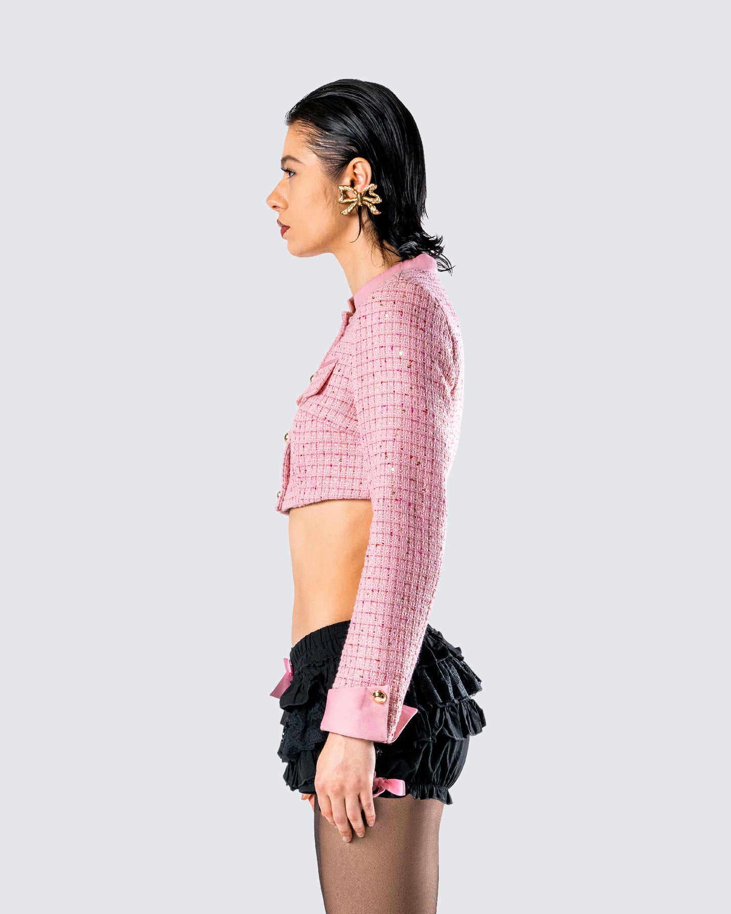 Pippa Pink Tweed Cropped Jacket