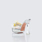 Poppy Plateauschuh aus transparentem Plexiglas mit Blumendetail