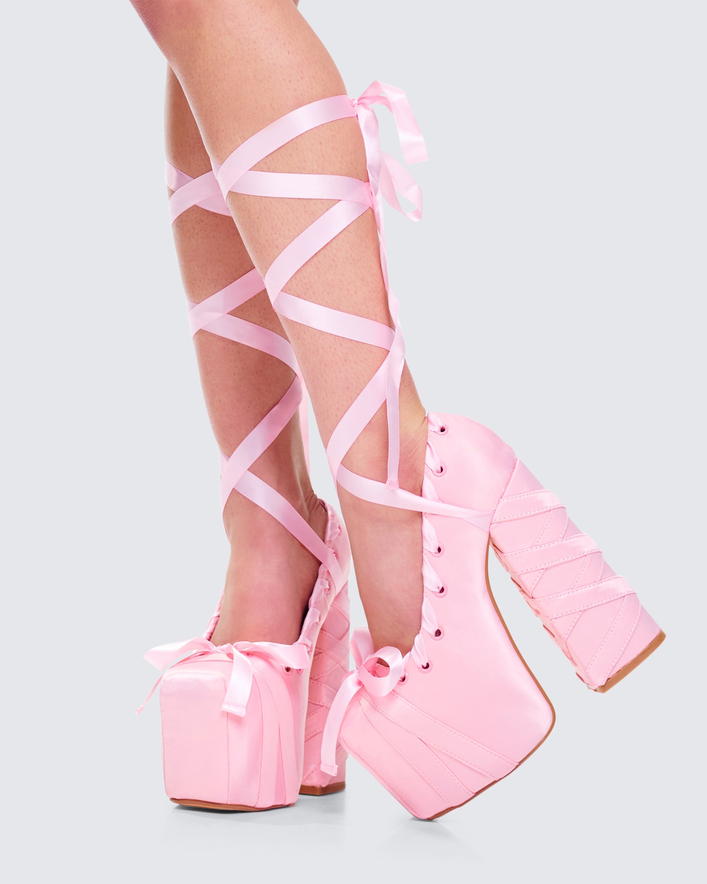 Porsha Pink Satin Platform Heel