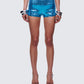 Posie Blue Sequin Mini Shorts model front