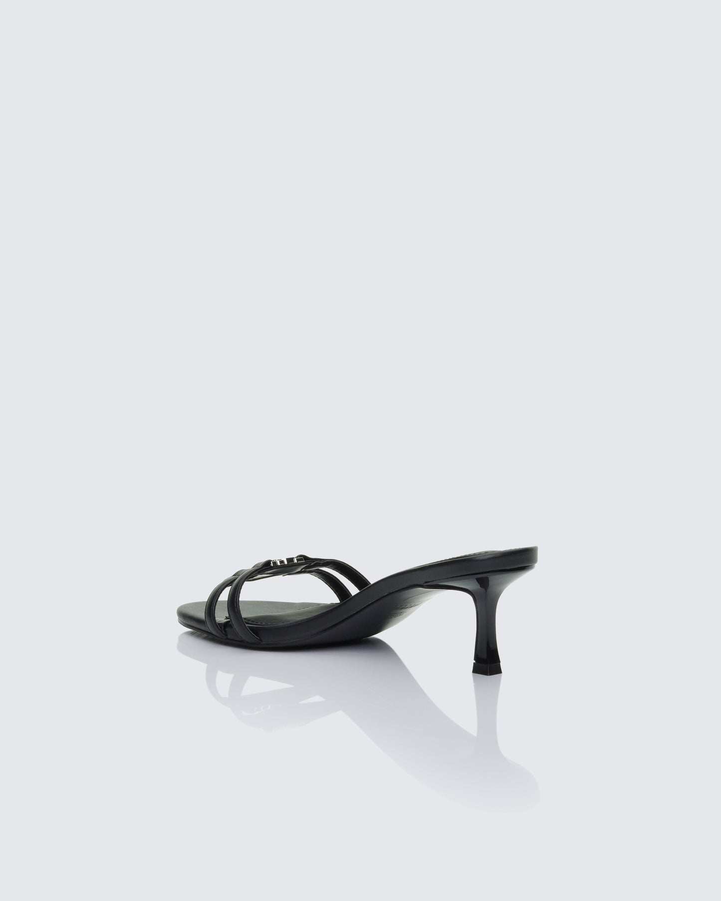 Queenie Black Safety Buckle Kitten Heel